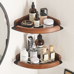 Bathroom storage rack bathroom toilet toilet storage walnut punch-free triangular basket corner corner rack