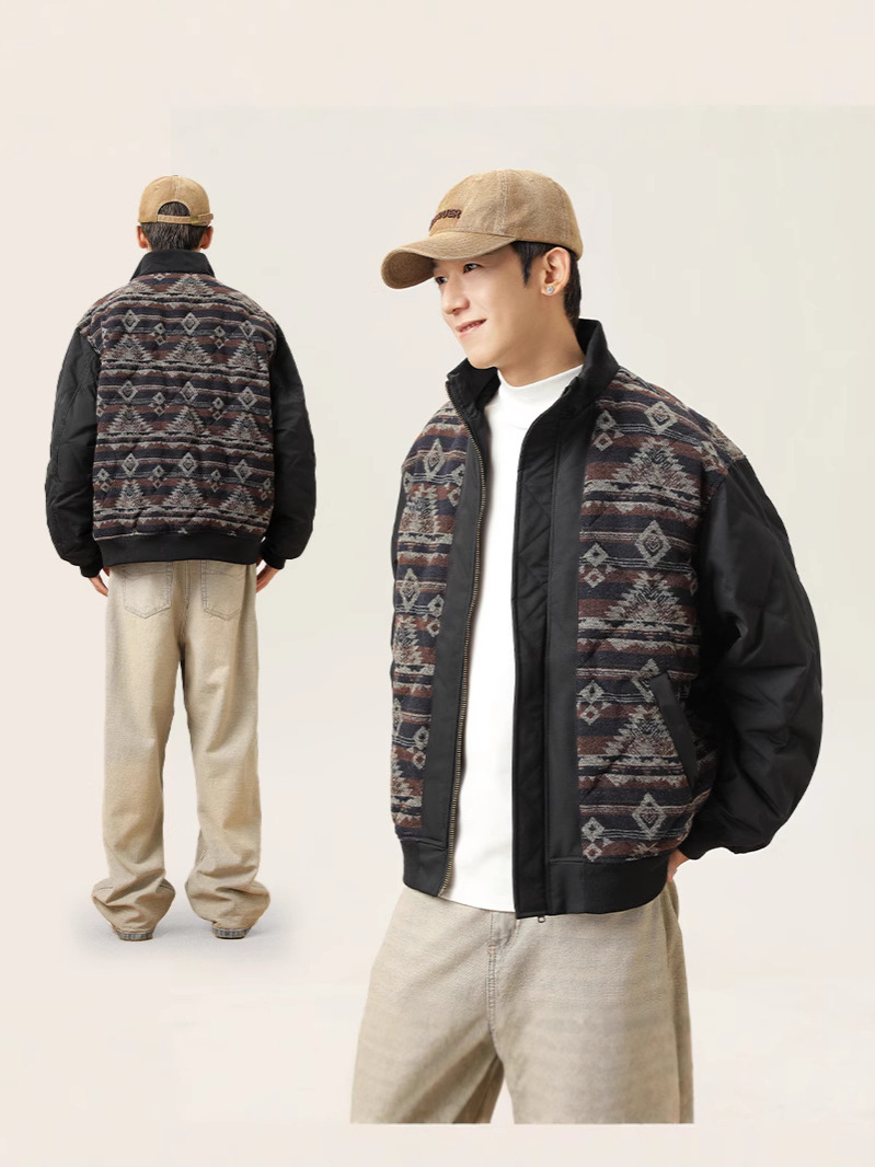Japanese retro ethnic demi-season warm down jacket for leisure