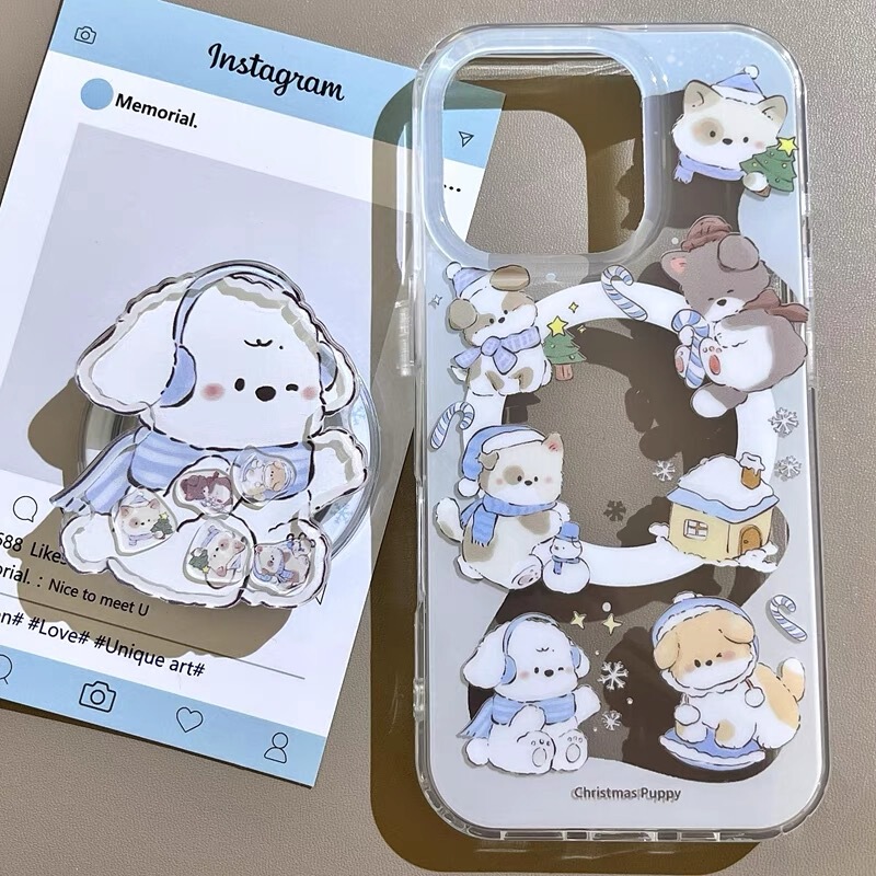 Headphone Dog Shake Music Magnetic Bracket for Samsung s24ultra Phone Case s23/s21 Soft Female s22