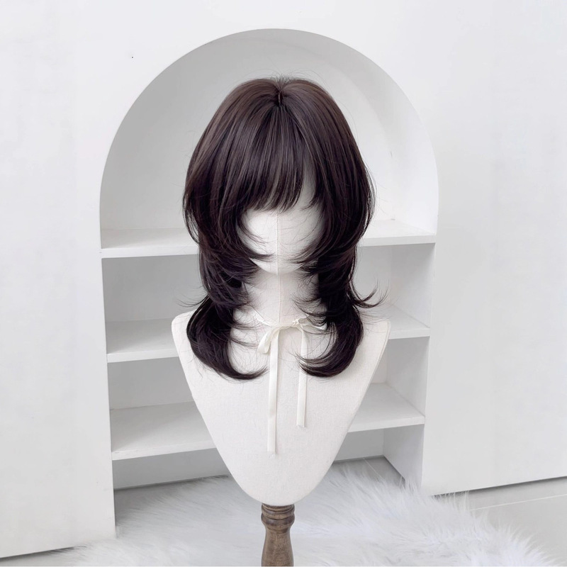 Women's synthetic wig, jellyfish style, fashionable Japanese high-layered collarbone length, natural everyday full head wig Women's synthetic wig, jellyfish style, fashionable Japanese high-layered collarbone length, natural everyday full head wig