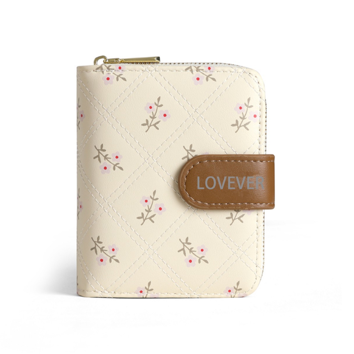Nuevo estilo de alta gama, billetera de mujer transfronteriza pequeña y simple, bolso de tarjeta impreso corto, bolso de wallet, monedero con cremallera