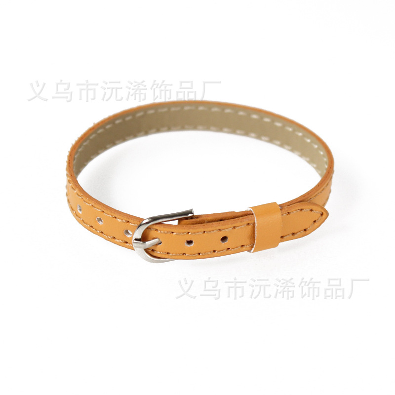 8mm模造革手首バンドpu革手環diy個性的な手帯ブレスレットはアルファベットの油滴アクセサリー部品を着ることができる