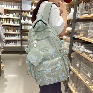 Schoolbags for Female Middle and High School Students, Large-Capacity Forest-Style Versatile Ultra-Lightweight Simple Backpacks for Primary School Students in Grades Three to Six
