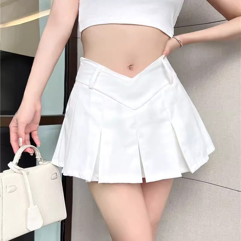 A-Line Skirt, Ultra-Short Skirt, High-Waisted, Anti-Exposure, Petite Hot Girl Pleated Half Skirt, Black Pants for Women 150cm, Sexy