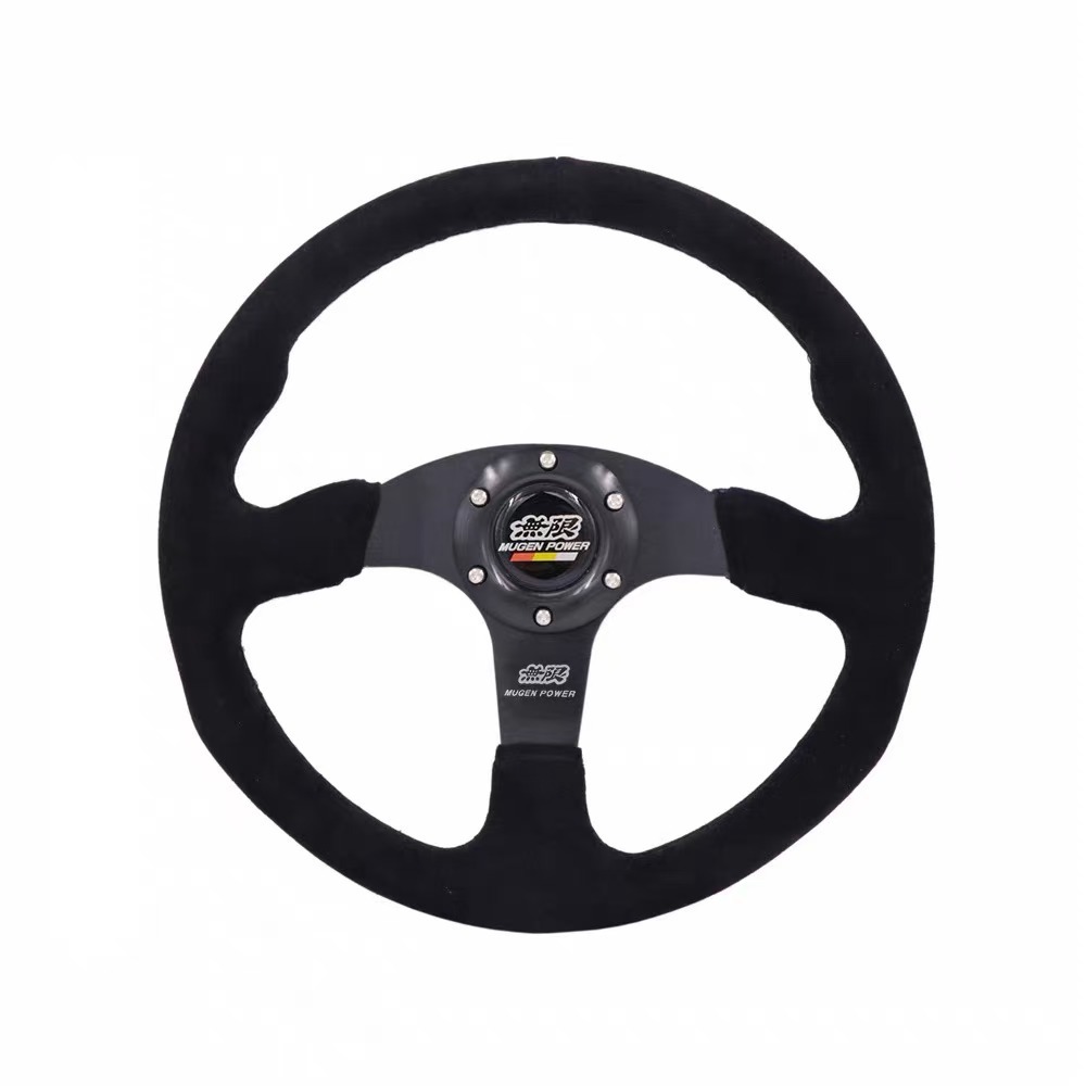 Car modification 14inch MUGEN universal quick-release racing sports steering wheel made of genuine suede leather