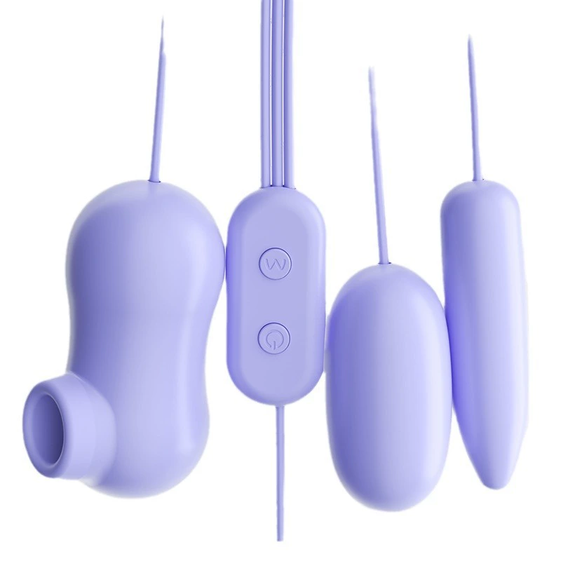 Suction Vibrator, Silicone + ABS USB Plug, 3 Motors, Multi-Mode (Purple)