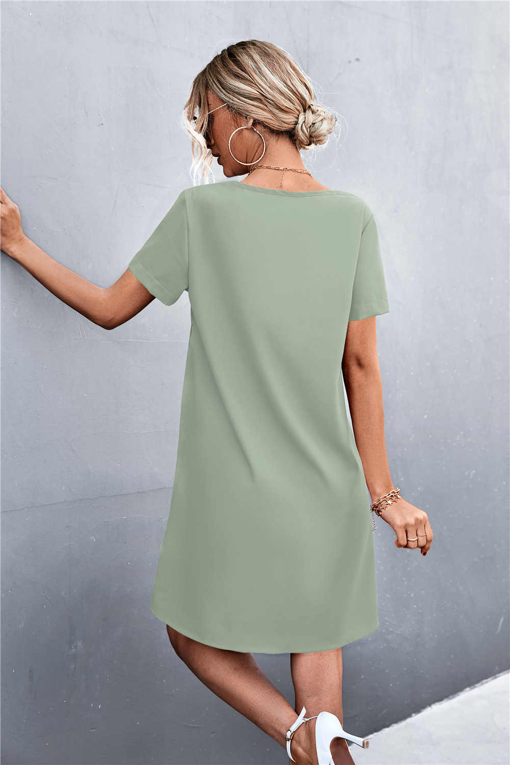 Women's V-neck Lace Patchwork Dress For Summer Occasions_voghion.com