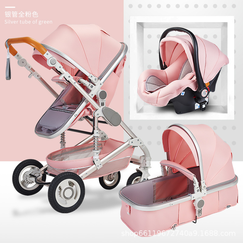 Cochecito de bebé Wisesonle bidireccional con vista alta, se puede sentar y acostar, ligero, plegable, con amortiguación y asiento con aire.