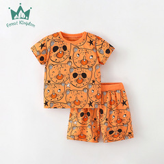 男童套裝短褲短袖2024夏季男孩純棉休閒兒童服裝歐美童裝一件代發