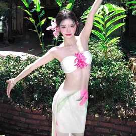 定制纯欲感抹胸比基尼女夏季性感辣妹三亚海边度假泳衣水色调9187