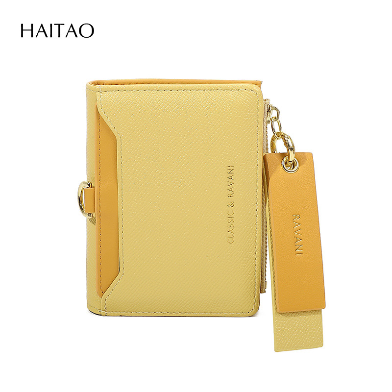 2025 nuevo tipo de bolso con tarjetas se puede colgar sin cuerdas, cartera corta doblada dos veces, bolso de cambio, bolso de tarjetas, viento