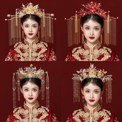 Women XiuHe chinese wedding party headdress restoring phoenix hair crown ancient ways bride longfeng rockhopper binding his marriage