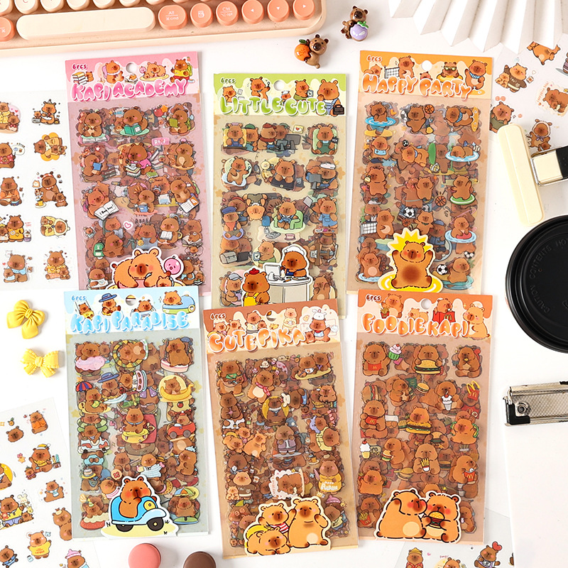 Cobaya Paradise PET pegatinas de cuenta manual a prueba de agua de conejillo de indias de dibujos animados lindo taza de agua caja de teléfono móvil tienda de mano decoración de collage