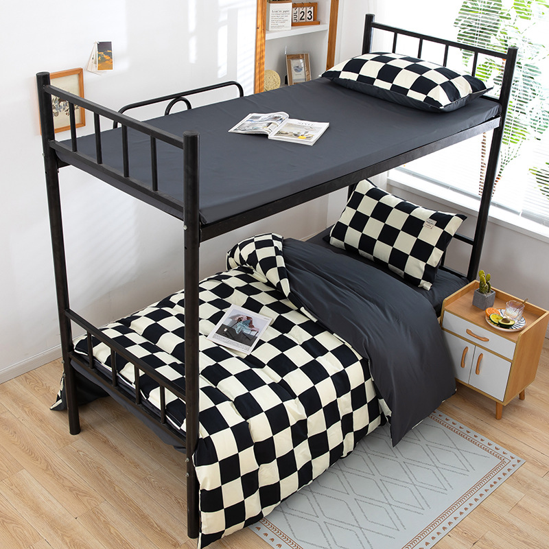 Set lenzuola minimalista in cotone lavato tre pezzi per letto a castello_voghion.com