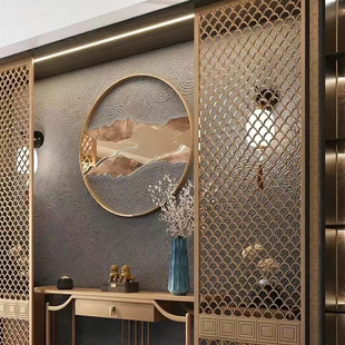 Foshan Hotel Aluminum Alloy Metal Screen Partition Cut Out Carved Living Room Simple Aluminum Plate Relief Screen Partition