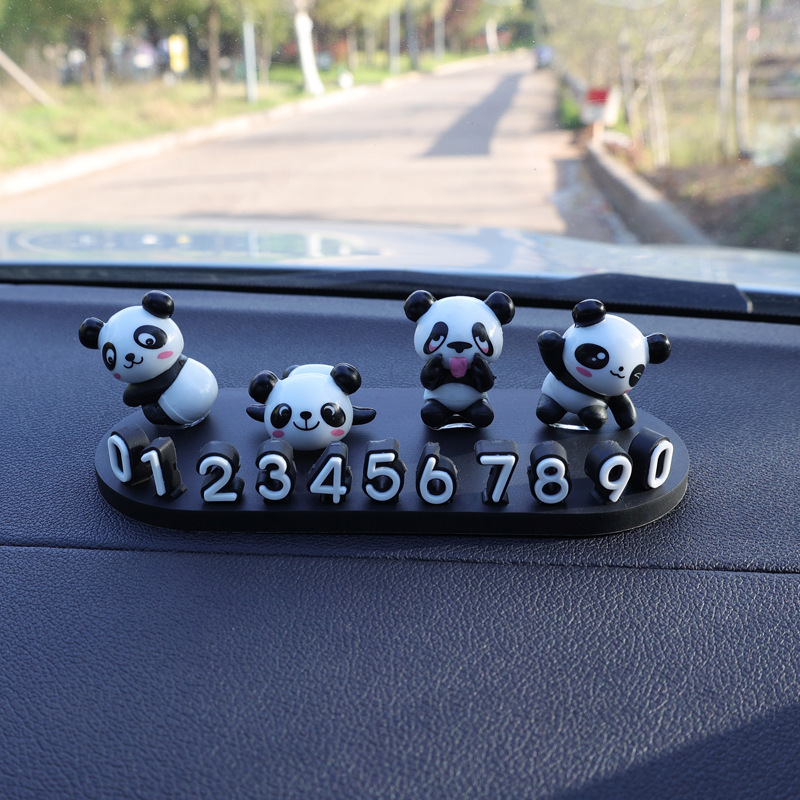 Nömrəli dayanma kartı – Qìchē Number Plate - black-parking-plate-4-pandas