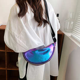 韩版2022新款炫彩帆布学生斜跨包日系少女休闲水饺单肩包简约胸包
