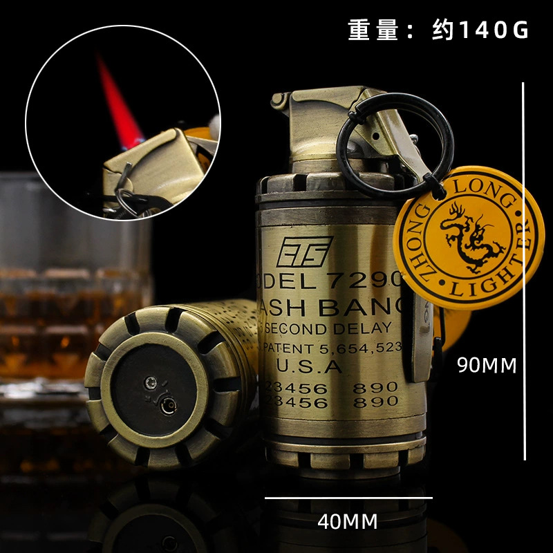 Zhonglong creativo inflable directo encendedor a prueba de viento llama roja adornos personales tabaco de metal al aire libre al por mayor