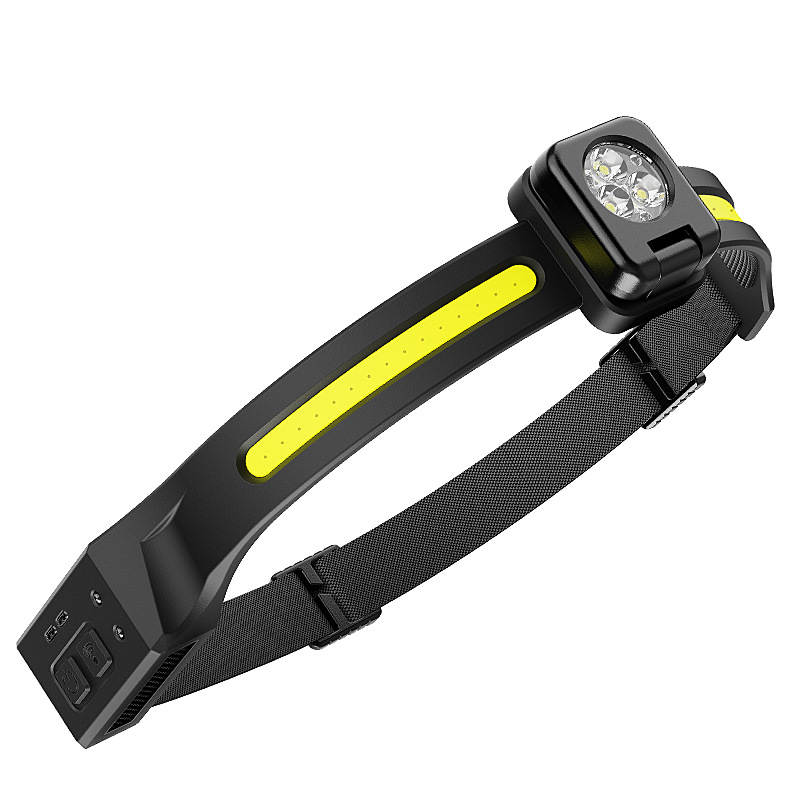 Cross-Border New Silicone Running COB+LED Dual Light Source Outdoor Lighting Foldable Night Fishing Induction Headlight_desvips.com