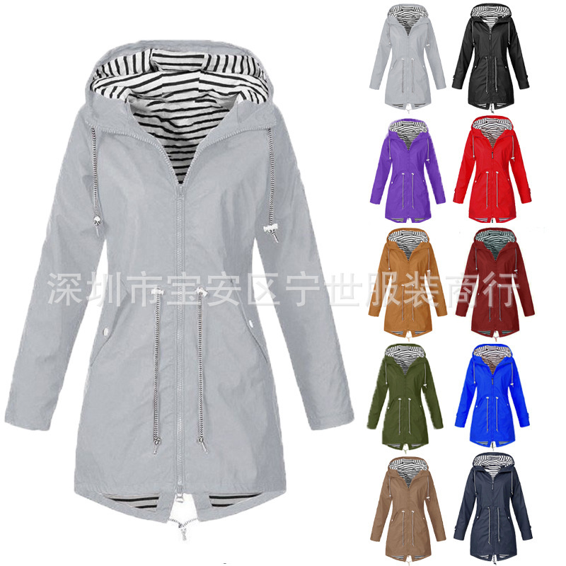 in stock Full Body Striped Charge Clothes plus size Jacket Outerwear Waterproof Hooded Mountaineering Suit Sports Jacket Jacket Windbreaker