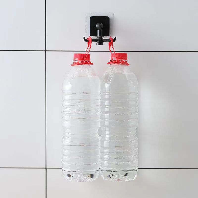 Cocina sin perforaciones Estante de almacenamiento montado en la pared 360 giratorio 6 gancho Espátula cuchara utensilios de cocina suministros de almacenamiento