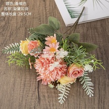 花束假花塑料花小束把花玫瑰绢布花干花家居摆设装饰一件代发批发
