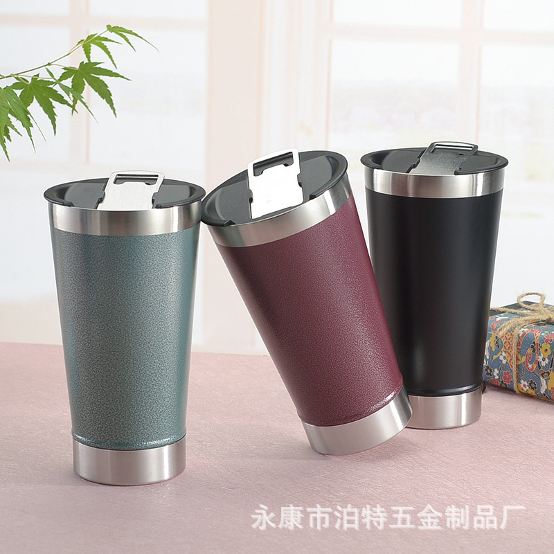 국경 간 새로운 20oz 원추형 절연 컵 망치 패턴 페인트 스테인레스 스틸 자동차 컵 크리 에이 티브 병따개 맥주 컵