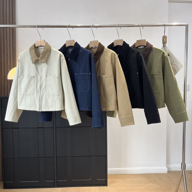 Women's Casual Zipper Short Jacket Barn Style Lapel Work Jacket 2025 Autumn and Winter New Style 479208