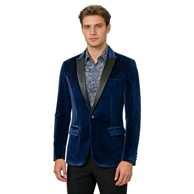 Autumn and Winter Golden Velvet Suit Jacket High Quality Slim Fit Suit Jacket Fashion Casual Men's Groom Singer
