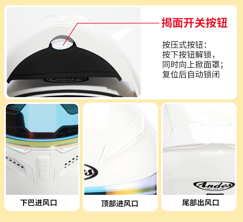 New Universal Flip-Up Motorcycle Helmet for Men and Women, All-Season Winter Warm Safety Helmet, Electric Vehicle Full-Face Helmet