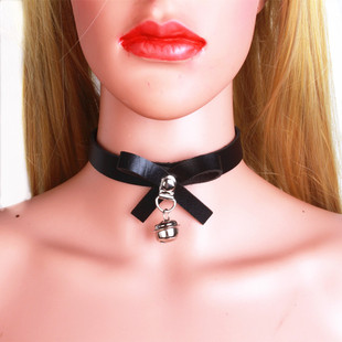 European and American Cross-Border Stylish Punk Pu Leather Bow Bell Collar Fashion Simple Street Style Collar Necklace Neck Chain