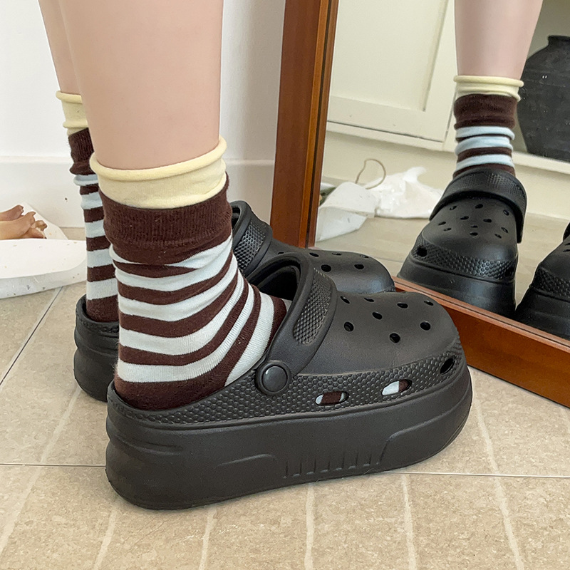 Women's Summer Beach Clogs With A Stepping-On-Feces Feel, Height-Increasing Thick-Soled Top Quality EVA Non-Slip Closed-Toe Sandals_voghion.com
