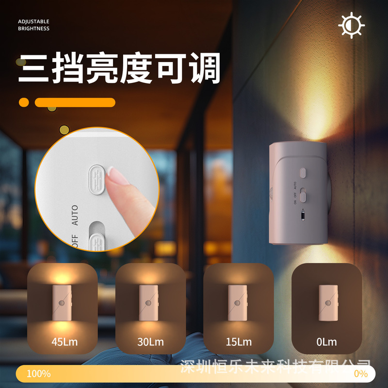 越境スマート人体感知壁掛けライト、温かみのあるナイトライト、暖色壁掛けライト、磁気吸着充電式家庭用ライト|undefined