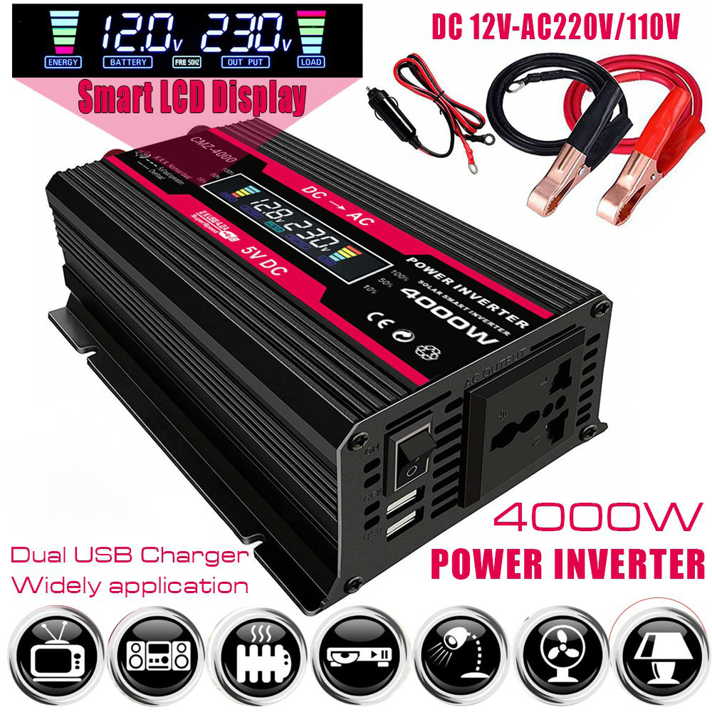 实力工厂跨境智能数显逆变器 DC12V转AC220V/110V power inverter