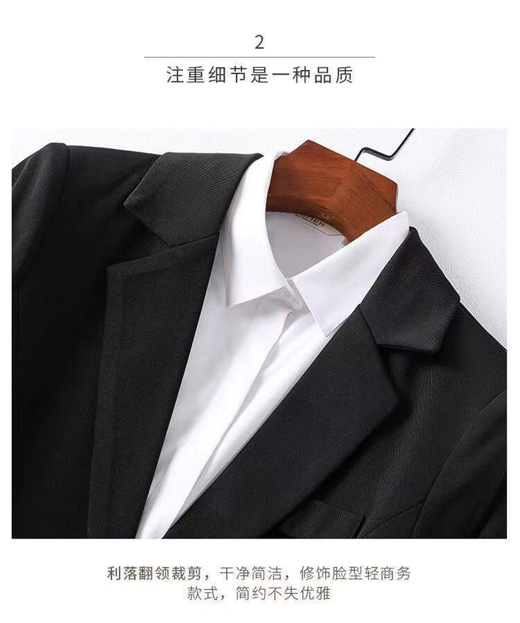 Bộ vest nữ công sở áo khoác vest đen dài tay kèm quần tây ống đứng — Quần tây ống đứng một chiếc, chiều dài quần khoảng 97cm, Áo khoác vest đơn chiếc, Áo khoác vest đơn + Quần tây ống đứng màu đen tuyền chi tiết 11