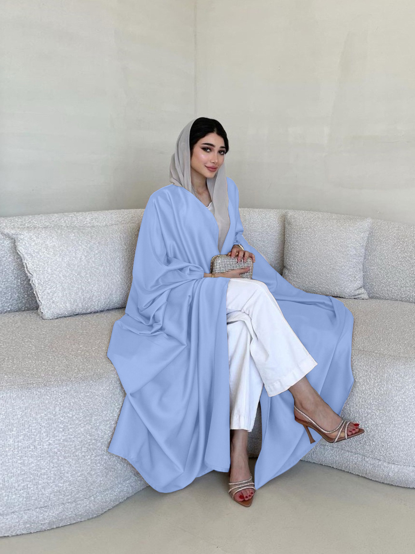 2026 Spring/Summer New Middle Eastern Style Robe Coat, Fashionable Elegant, Soft And Lightly Draped Batwing Sleeve_ecoleips.com