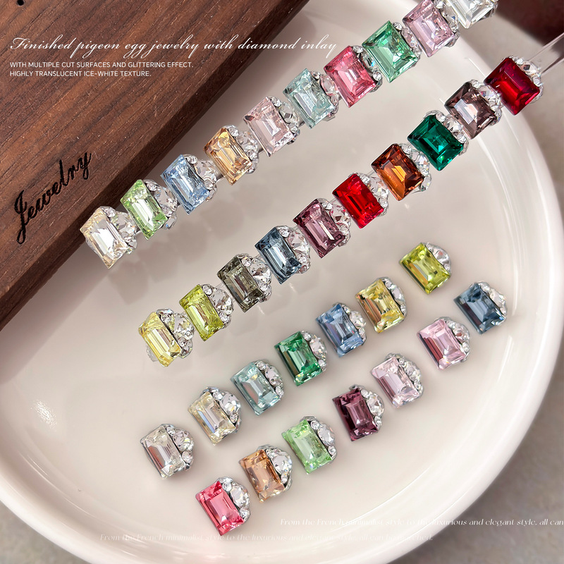 K9 crystal long rectangular stacked rhinestone nail art accessories, sparkling light pink, blue, rose red, no base, small rock candy nail art stacked rhinestone balls K9 crystal long rectangular stacked rhinestone nail art accessories, sparkling light pink, blue, rose red, no base, small rock candy nail art stacked rhinestone balls