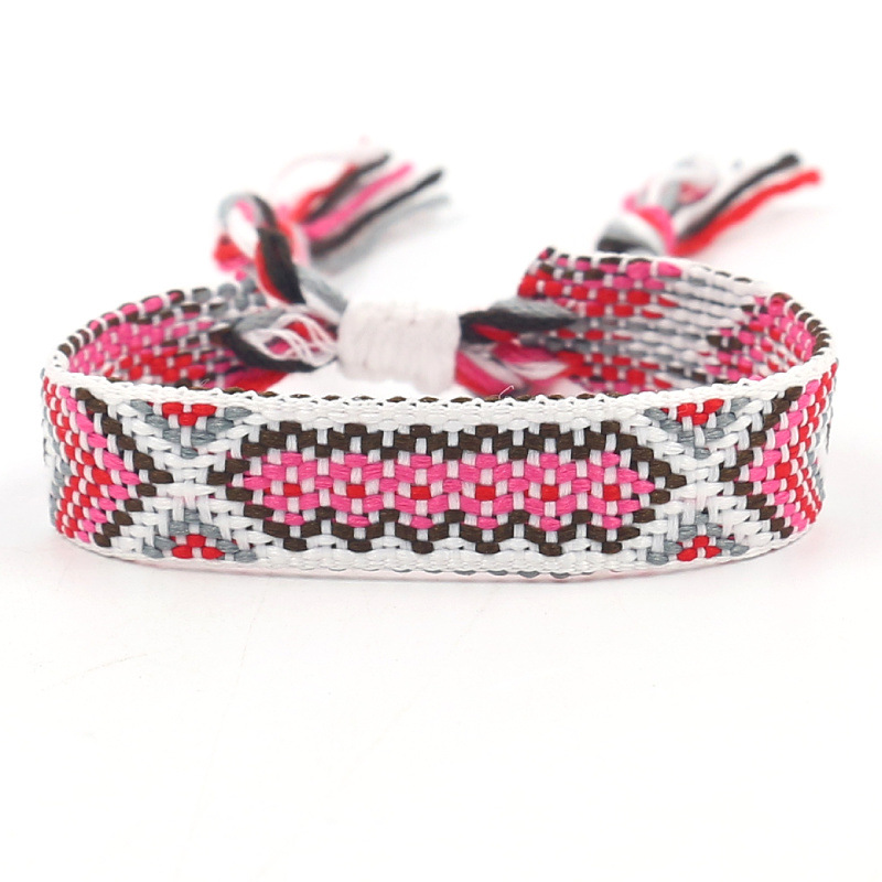 Nueva Cruz-frontera popular de color bohemio tejido pulsera fans correa de muñeca pulsera de la Amistad artística