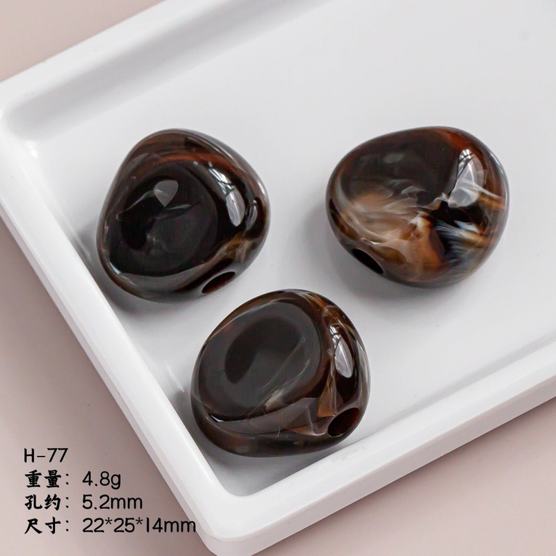 树脂不规则大孔扁珠晕染直孔珠服装泳装配饰吊坠散珠DIY饰品配件|undefined