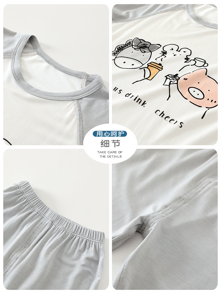 Traje de bebé Traje de servicio de hogar informal para niños Estilo de verano Niños y niñas Dibujos animados de bebé Fundas largas multicolores