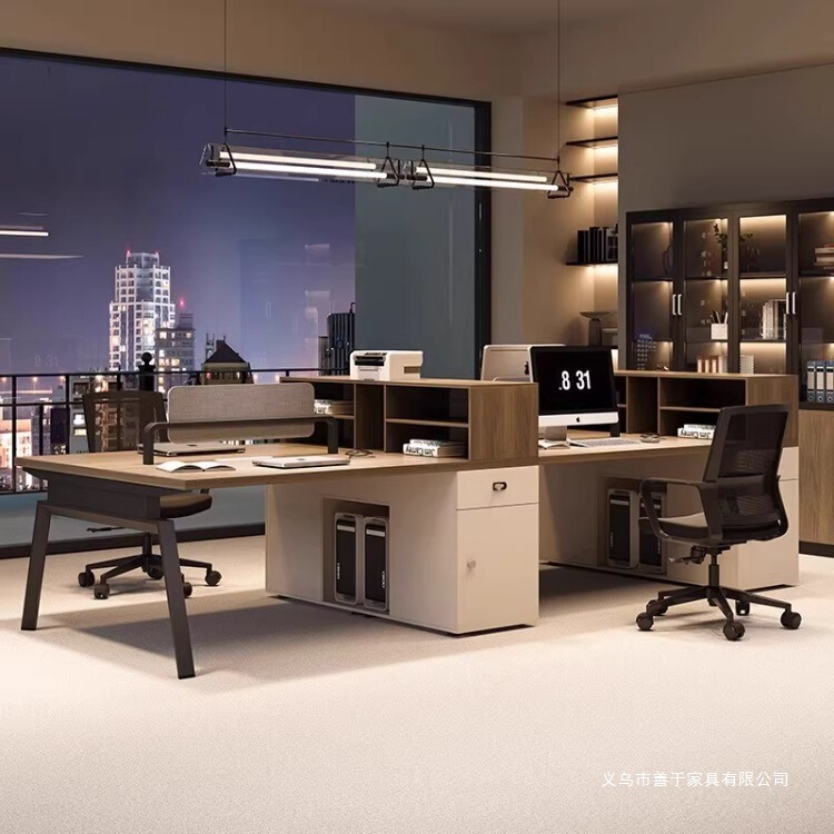 Simple Modern Four-Person Workstation Computer Desk Staff Station Office Desk and Chair Combination Workstation for Employees