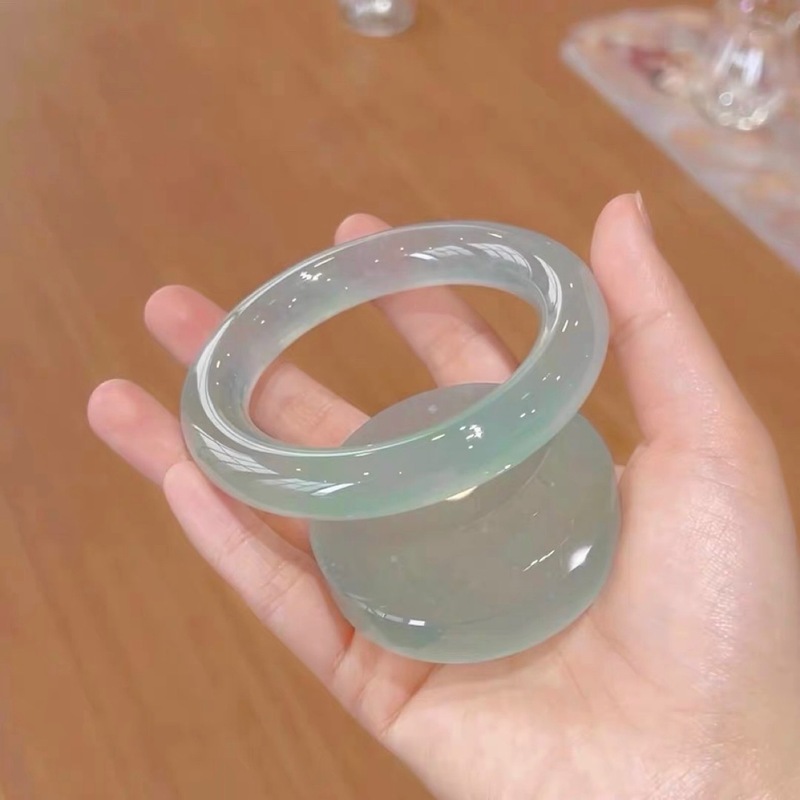 冰晴水圆条翡翠手镯缅甸天然a货正品冰种白月光玉手镯女款带证书|undefined