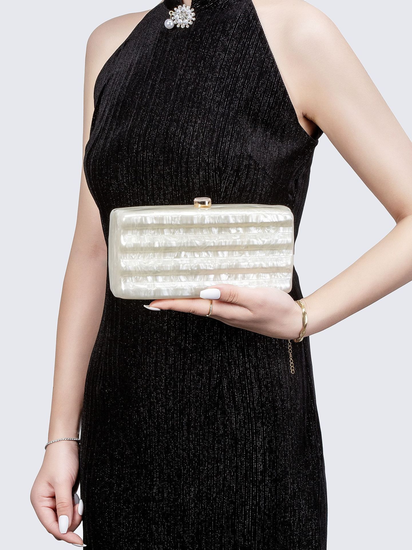 Acrylic Material Solid Color Pattern 2025 Spring and Summer Season Arylic Solid Color Square Evening Bags