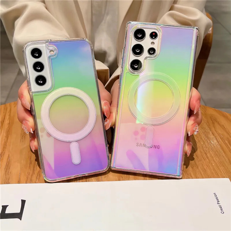 Suitable for Samsung Galaxy S26 Ultra Mobile Phone Case S24Fe Gradient Magsafe Transparent Magnetic Protective Case Suitable for Samsung Galaxy S26 Ultra Mobile Phone Case S24Fe Gradient Magsafe Transparent Magnetic Protective Case
