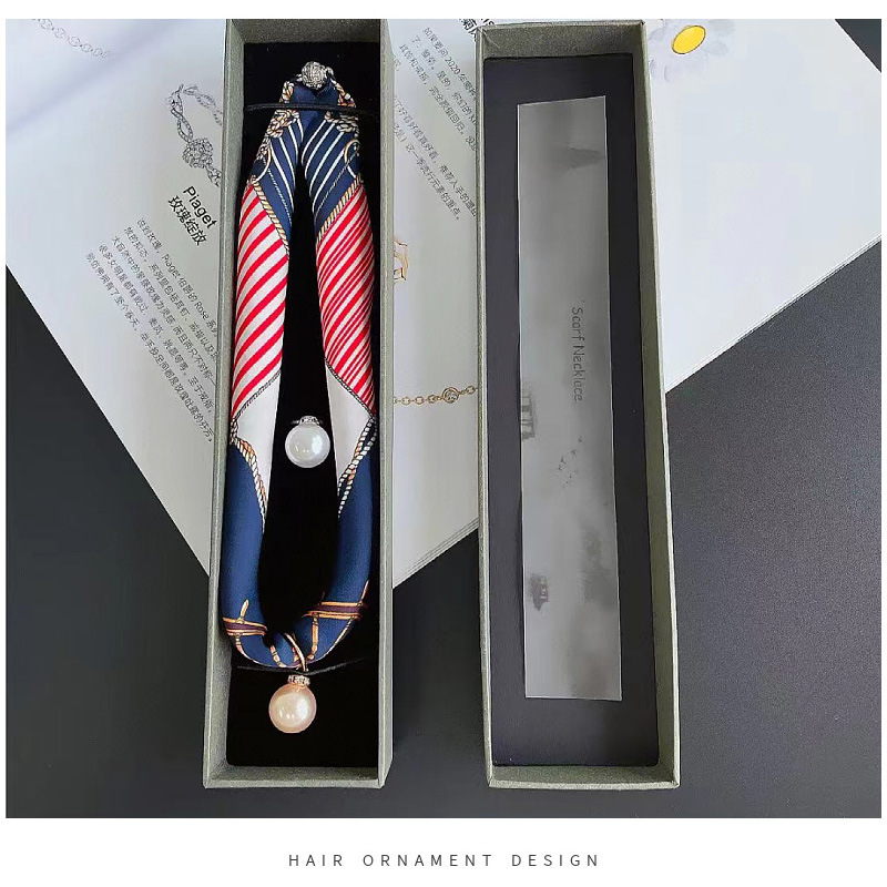 珍珠磁扣小丝巾