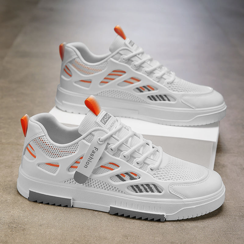 Zapatos de hombre de verano transpirables zapatos de malla de moda de zapatos de skate casuales de lazos de los estudiantes zapatos deportivos de suela suave pequeños zapatos de marea blanca