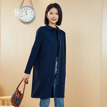 YUN韫秋季女士风衣女单排多扣纯色休闲小个子高级感长款风衣外套