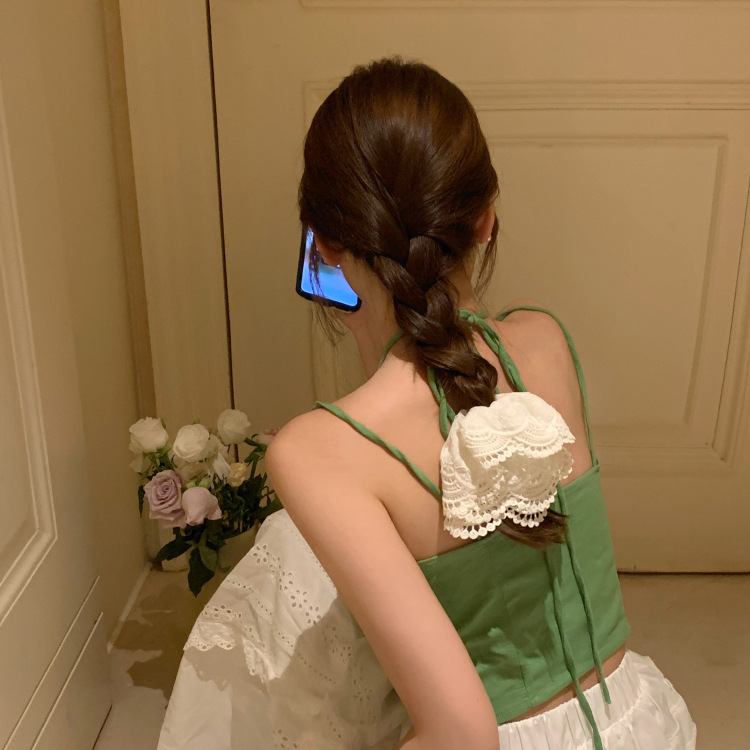 Anello per capelli in pizzo primaverile Anello per intestino da donna Legare i capelli 2024 Nuovo stile Corda per capelli di alta qualità Accessori per capelli Copricapo Stile coreano Fiore per capelli_voghion.com