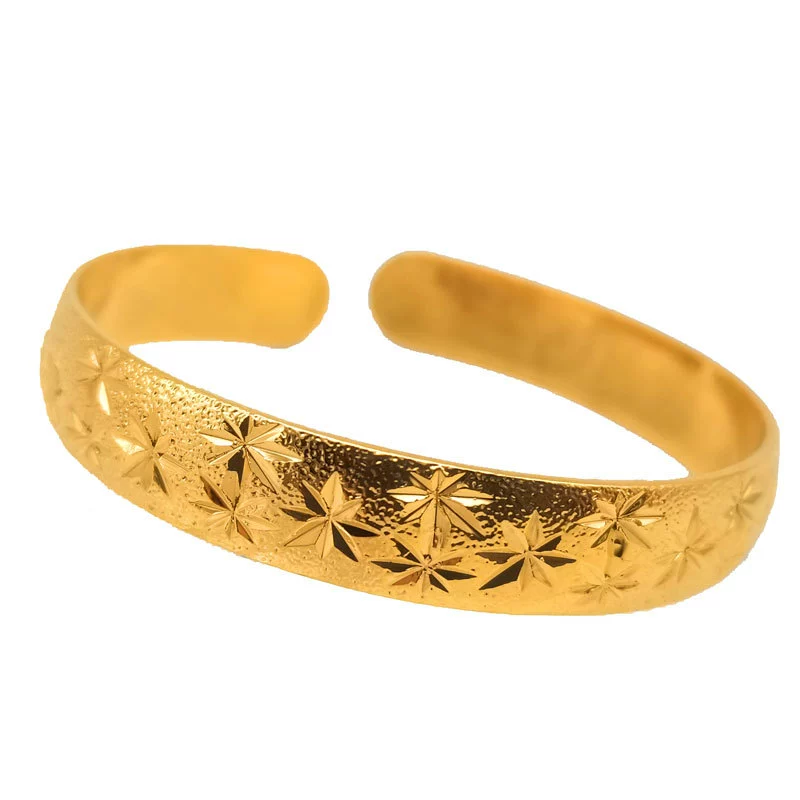 Fashionable modern brass women's bracelet - 10mm wide cuff with starburst engraving pattern