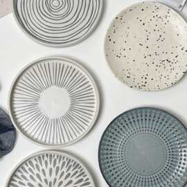 日式ins风简约创意家用8寸陶瓷早餐平盘子西餐点心网红牛排餐具